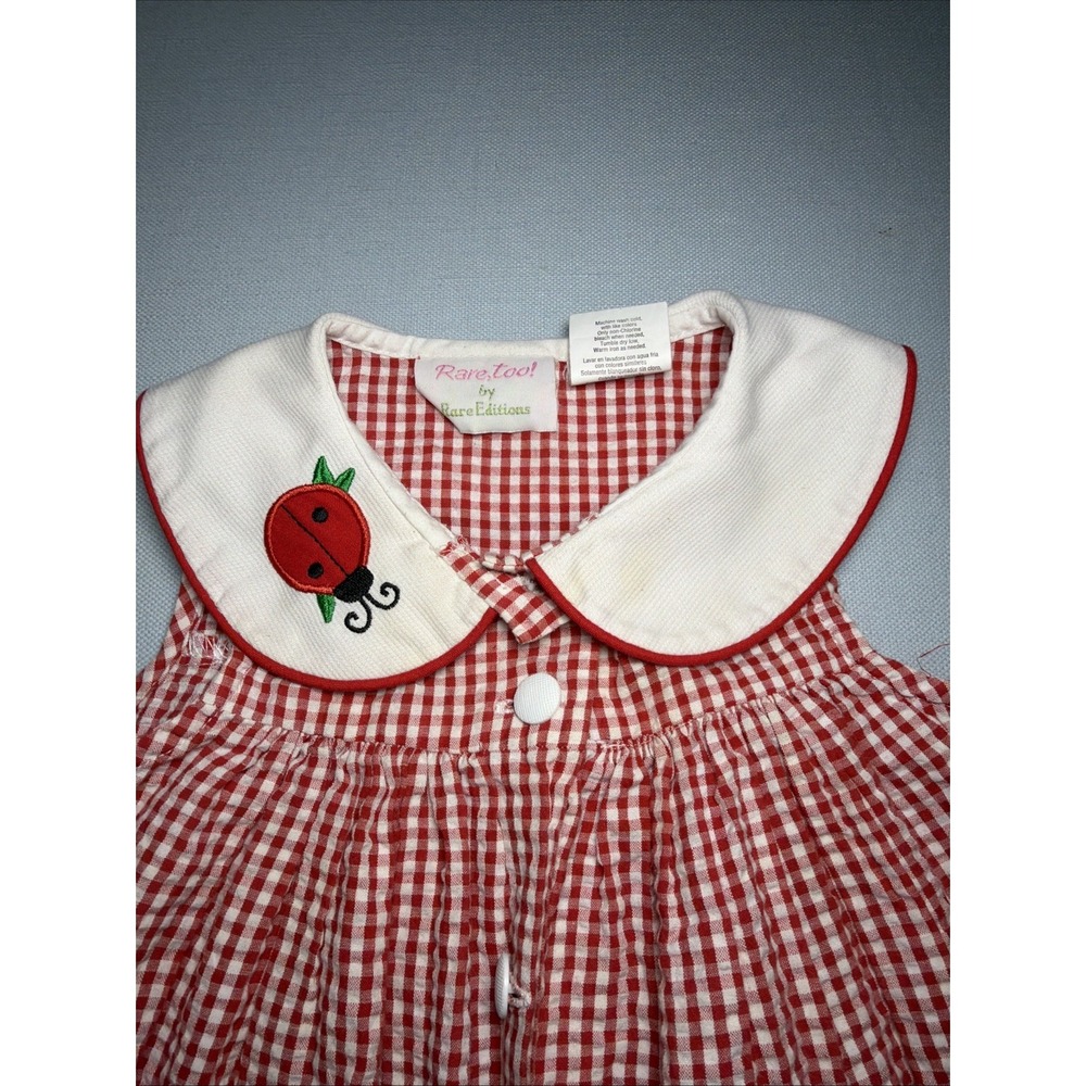 Vintage Y2K Ladybug Seersucker Dress Size 4t Rare Too By Rare Editions - Picture 3 of 16